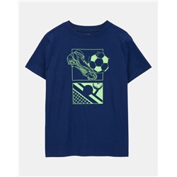 Kid Soccer Short-Sleeve Graphic Tee - Navy