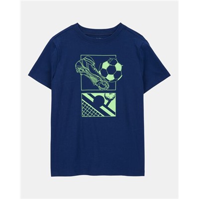 Kid Soccer Short-Sleeve Graphic Tee - Navy