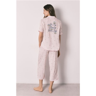 Pijama camisero largo rayas Keroppi