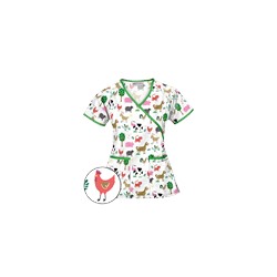 UA On The Farm White Mock Wrap Print Scrub Top