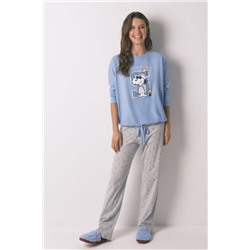 Pijama largo algodón Snoopy azul