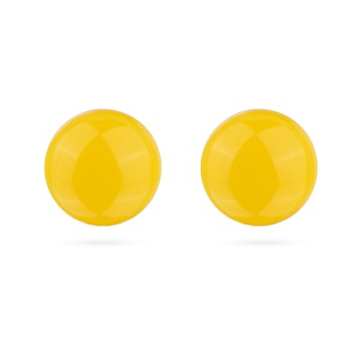 Пусеты (муранское стекло желтое 10-12мм; покрытие родий), Есть комплект