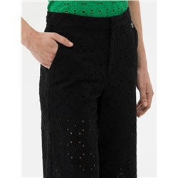 Siyah Flare Cropped Kanvas Pantolon