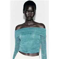 Женский топ из органзы с открытыми плечами  ЗАР*А