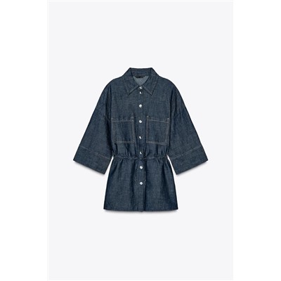 LINEN SHIRT WITH DRAWSTRING WAIST