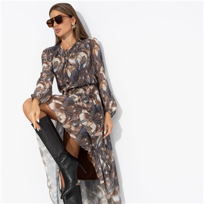 Платье нарядное на подкладе, Летящие мгновения (brown)