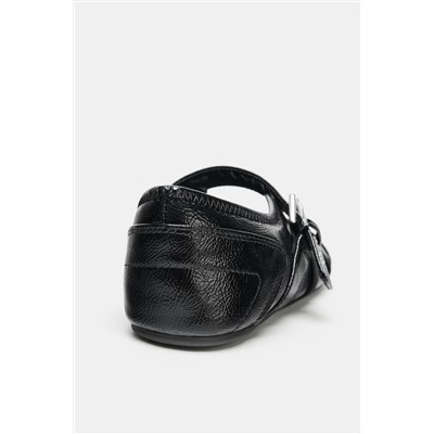 PATENT EFFECT BALLERINA SHOES WITH BUCKLES
