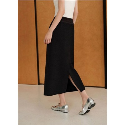 Женская фактурная шерстяная юбка-миди