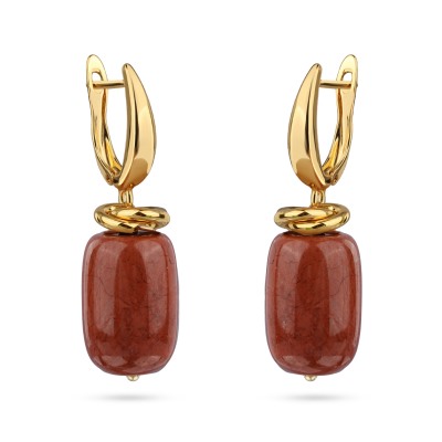 Серьги Терра (говлит терракотовый 13х18мм; покрытие золото), Есть комплект