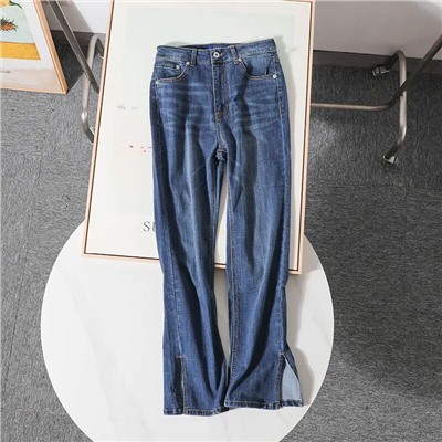 Женские джинсы с разрезами по низу штанин КАР*Л😎