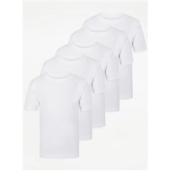 White Crew Neck School T-Shirts 5 Pack