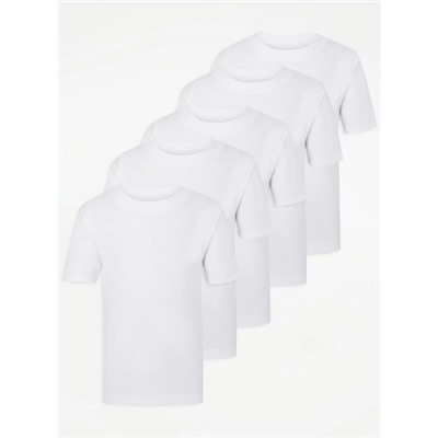White Crew Neck School T-Shirts 5 Pack
