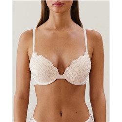 Sujetador ultra push-up de encaje rosa palo