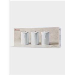 Набор банок для сыпучих продуктов, 3 пр, 1.35 л, h17 см, белые, Astor