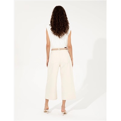 Bej Flare Cropped Jean Pantolon
