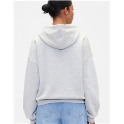 Relaxed Cropped Wedge Graphic Hoodie