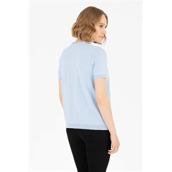 Kadın Açık Mavi Bisiklet Yaka Kazak