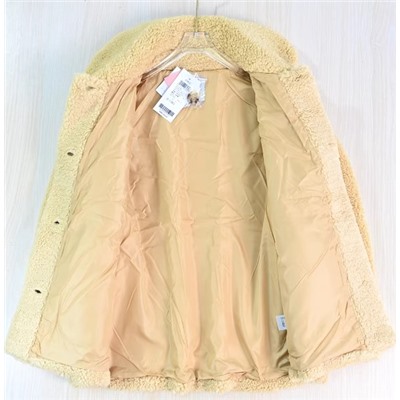 Пальто с лацканами из фактурной искусственной овечьей шерсти