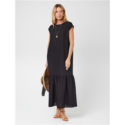 Платье с воланом изо льна с вискозой