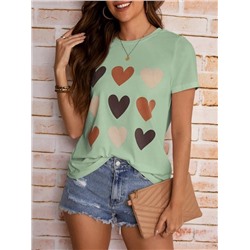 EMERY ROSE Heart Print Tee