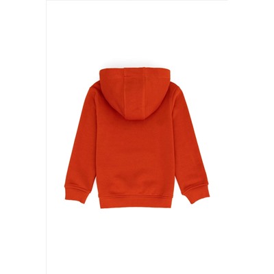 Çocuk Kiremit Basic Kapüşonlu Sweatshirt
