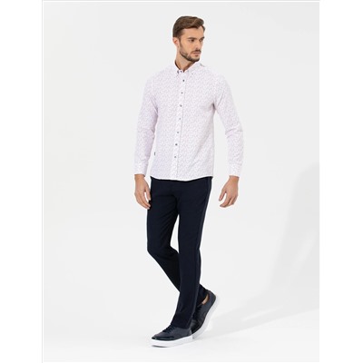 Kırmızı Slim Fit Uzun Kollu Gömlek