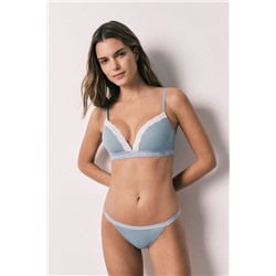 Tanga tira algodón canalé verde