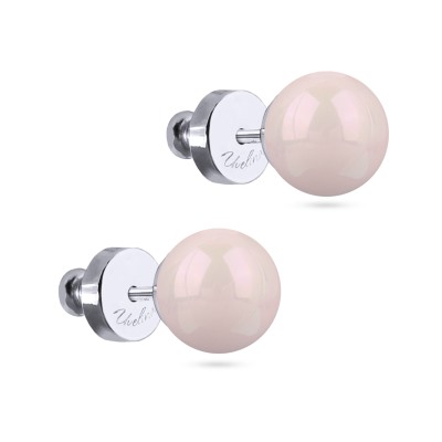 Пусеты Акварель (Майорка розовая 8мм; покрытие родий), Есть комплект