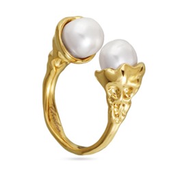 Кольцо (жемчуг белый 8мм; покрытие золото), Есть комплект