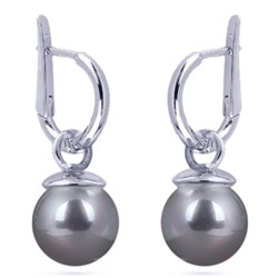 Серьги (Майорка 12мм серо-голубая; покрытие родий), Есть комплект