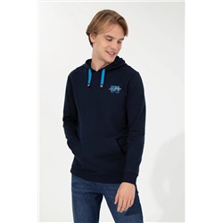 Erkek Lacivert Kapüşonlu Basic Sweatshirt