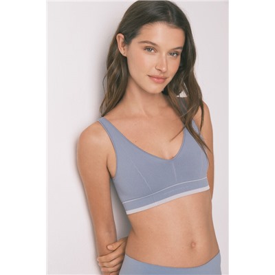 Top triangular LOVELY sin costuras azul