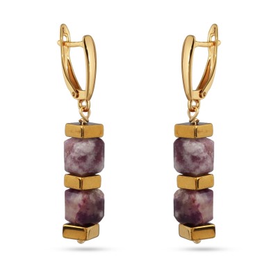Серьги Терра (сливовый турмалин; покрытие золото), Есть комплект