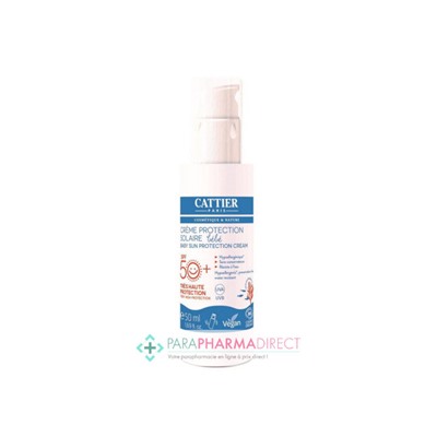 Cattier Solaire Bébé Crème Protection SPF50+ Très Haute Protection BIO Crème Protection 50ml