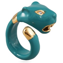 Кольцо Пантера (эмаль изумрудная, кристаллы SW белые; покрытие золото), Есть комплект