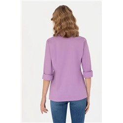 Kadın Lila Uzun Kollu Basic Gömlek