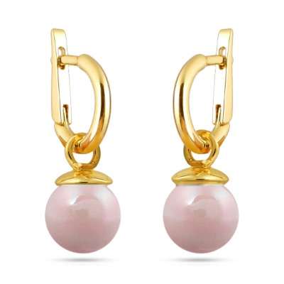 Серьги (Майорка 12мм розовая; покрытие золото), Есть комплект