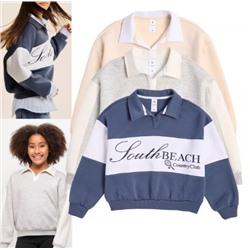 Свитшот с воротником для девочек