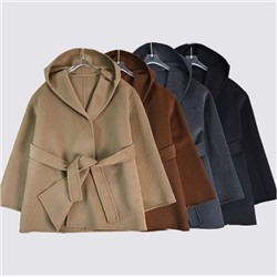 Женское шерстяное пальто с капюшоном АЙСИК*Л