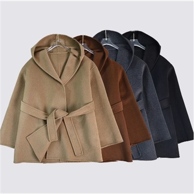 Женское шерстяное пальто с капюшоном АЙСИК*Л