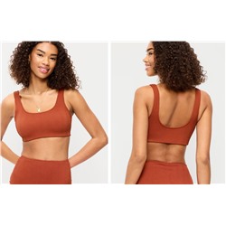 Ribbed Scoop-Neck Swim Top