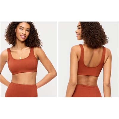 Ribbed Scoop-Neck Swim Top