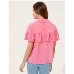 Fuşya Crop Top Kısa Kollu Gömlek