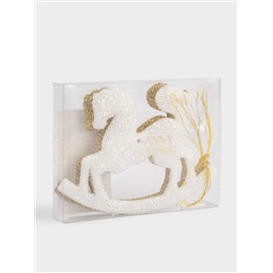 Игрушка елочная, 12x9 см, 2 шт, пластик, Лошадка-качалка, New year