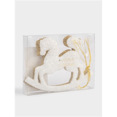 Игрушка елочная, 12x9 см, 2 шт, пластик, Лошадка-качалка, New year