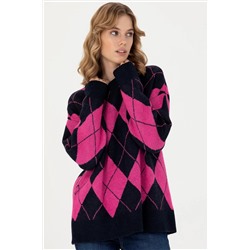 Kadın Lacivert Bisiklet Yaka Kazak