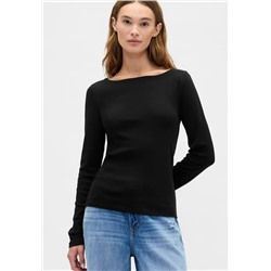 Modern Ribbed Boatneck T-Shirt