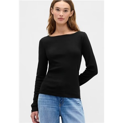 Modern Ribbed Boatneck T-Shirt