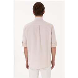 Erkek Camel Regular Fit Cepli Gömlek