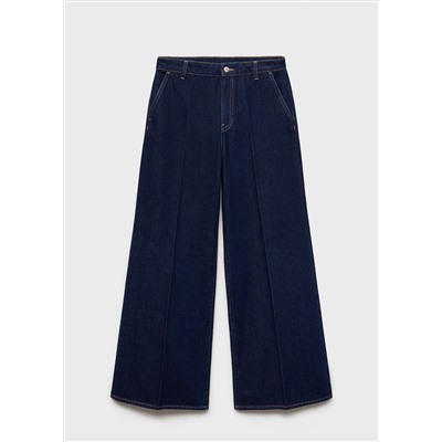 Jeans wideleg tiro alto rinse wash